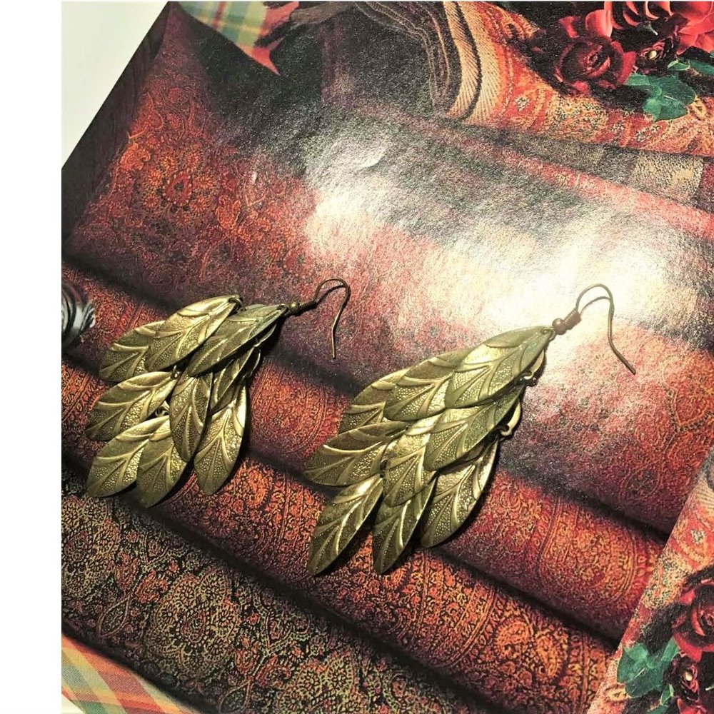 Gold Leaf Chandelier Earrings